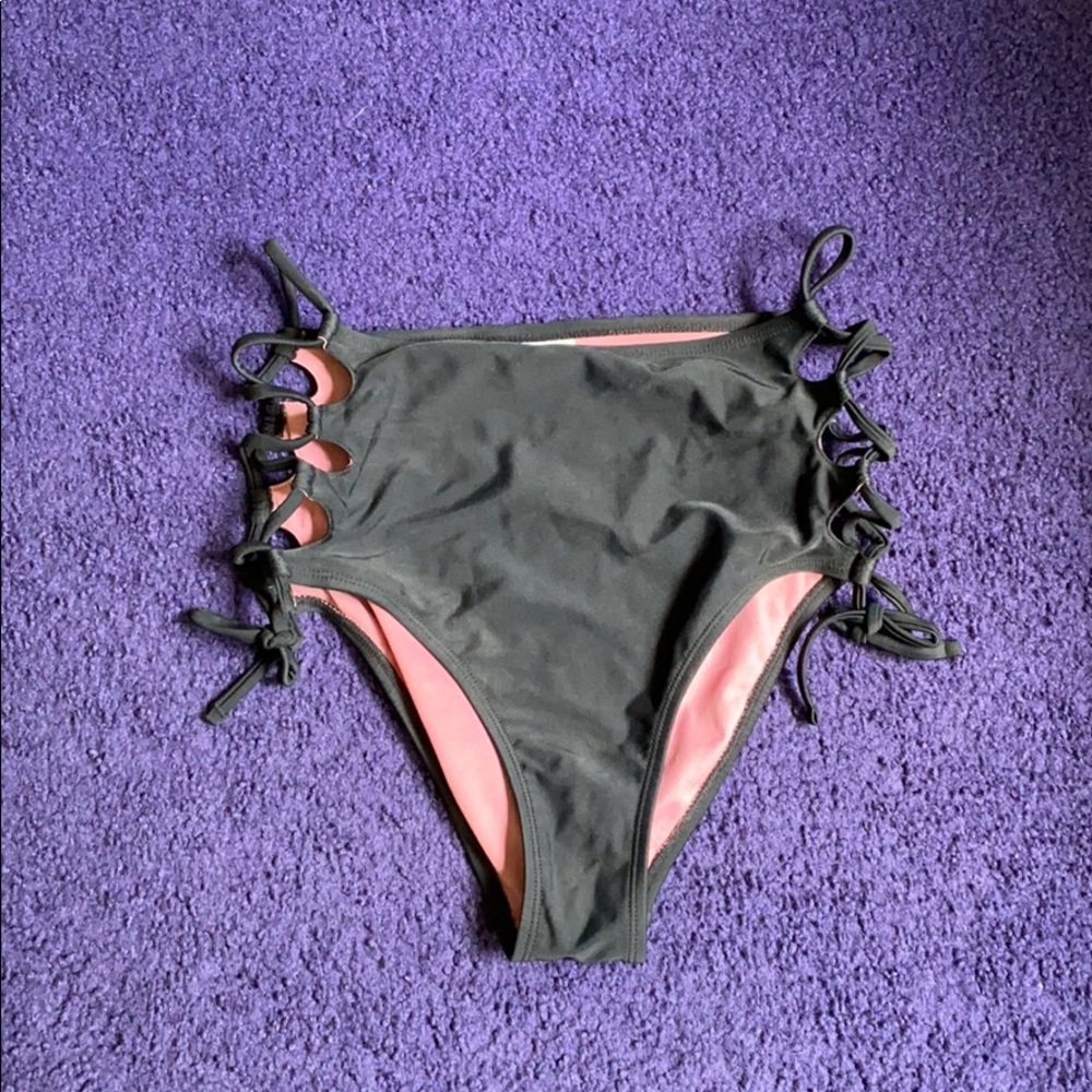 High waisted black bathing suit bottoms
